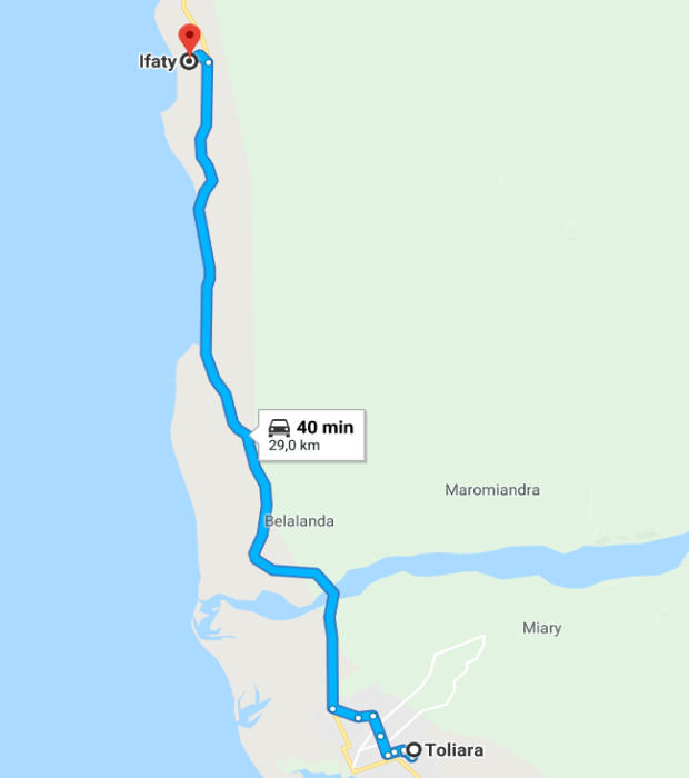 Lo spostamento presso il SOPTOM-Villages des Tortues Toliara Ifaty Madagascar maps