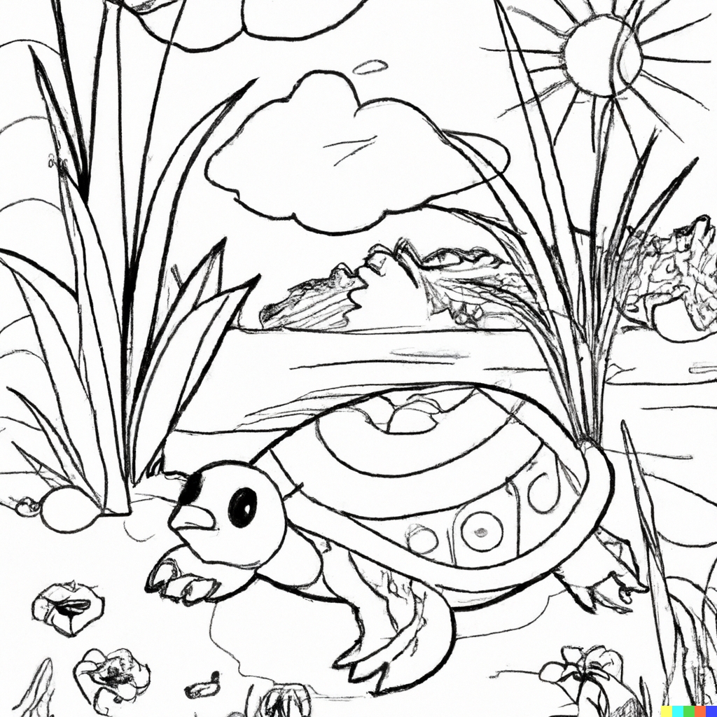 Disegno 2 Stampa gratis Tartaruga d'acqua dolce da colorare