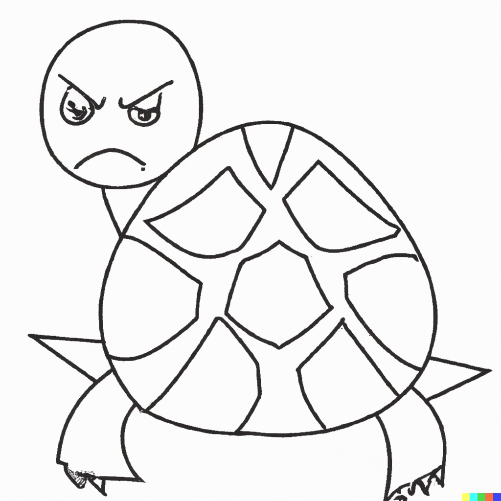 Tartaruga arrabbiata da colorare