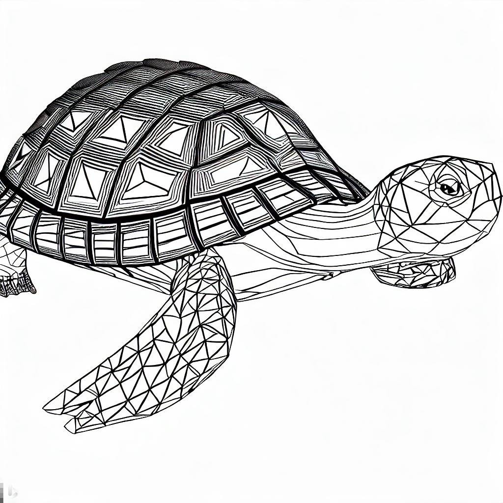 Tartaruga disegno 3D da colorare