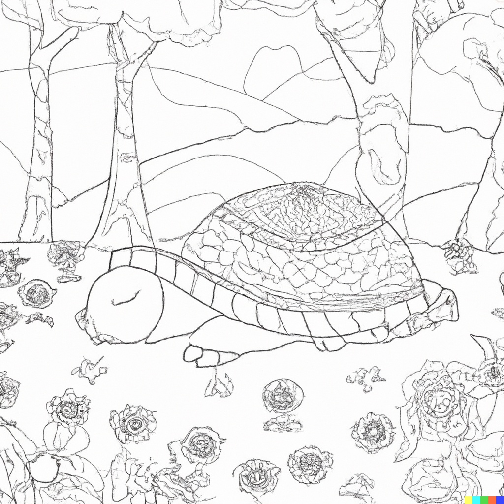 Immagine 1 Tartaruga che dorme da colorare