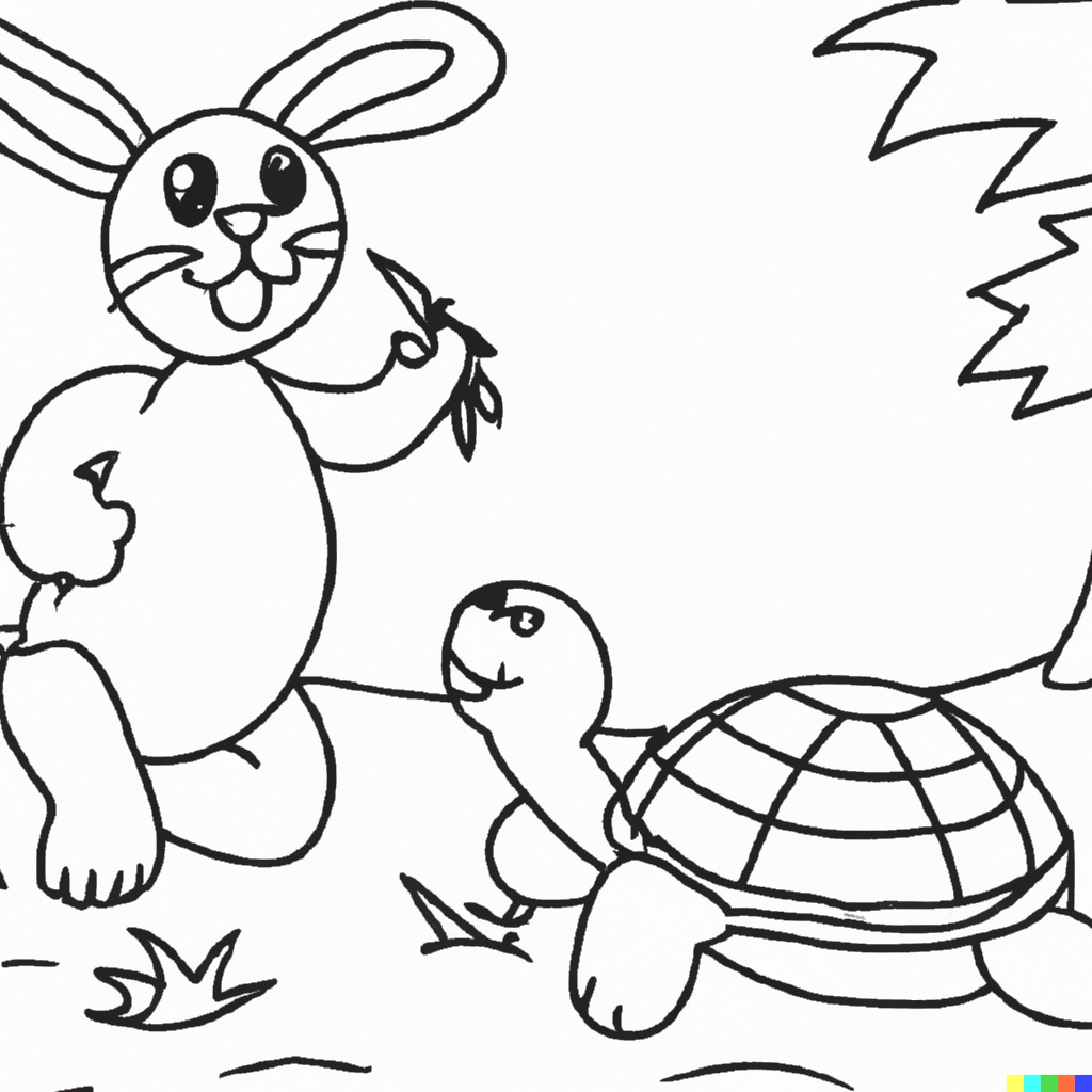 Disegno-2 Lepre e tartaruga da colorare