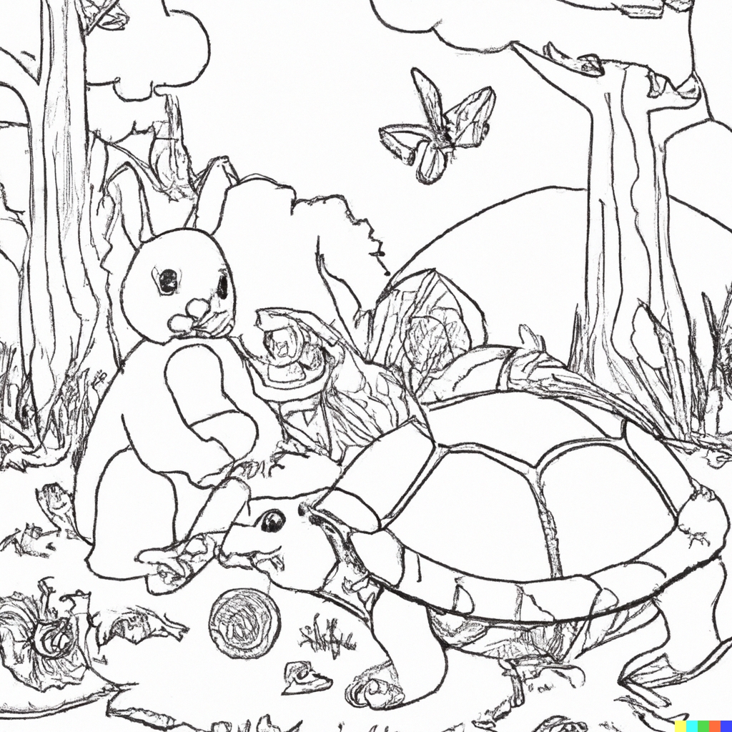 Disegno-3 Lepre tartaruga da colorare