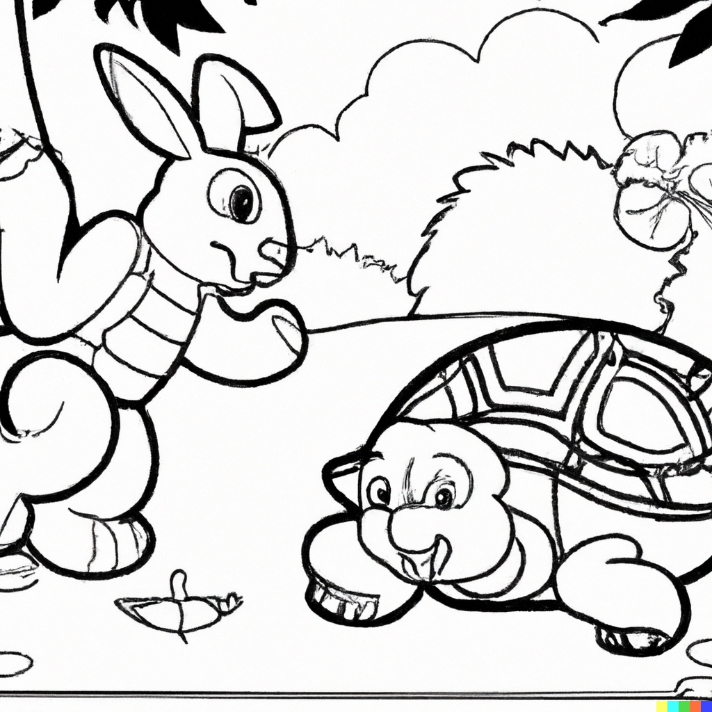 Disegno-4 La tartaruga e la lepre da colorare