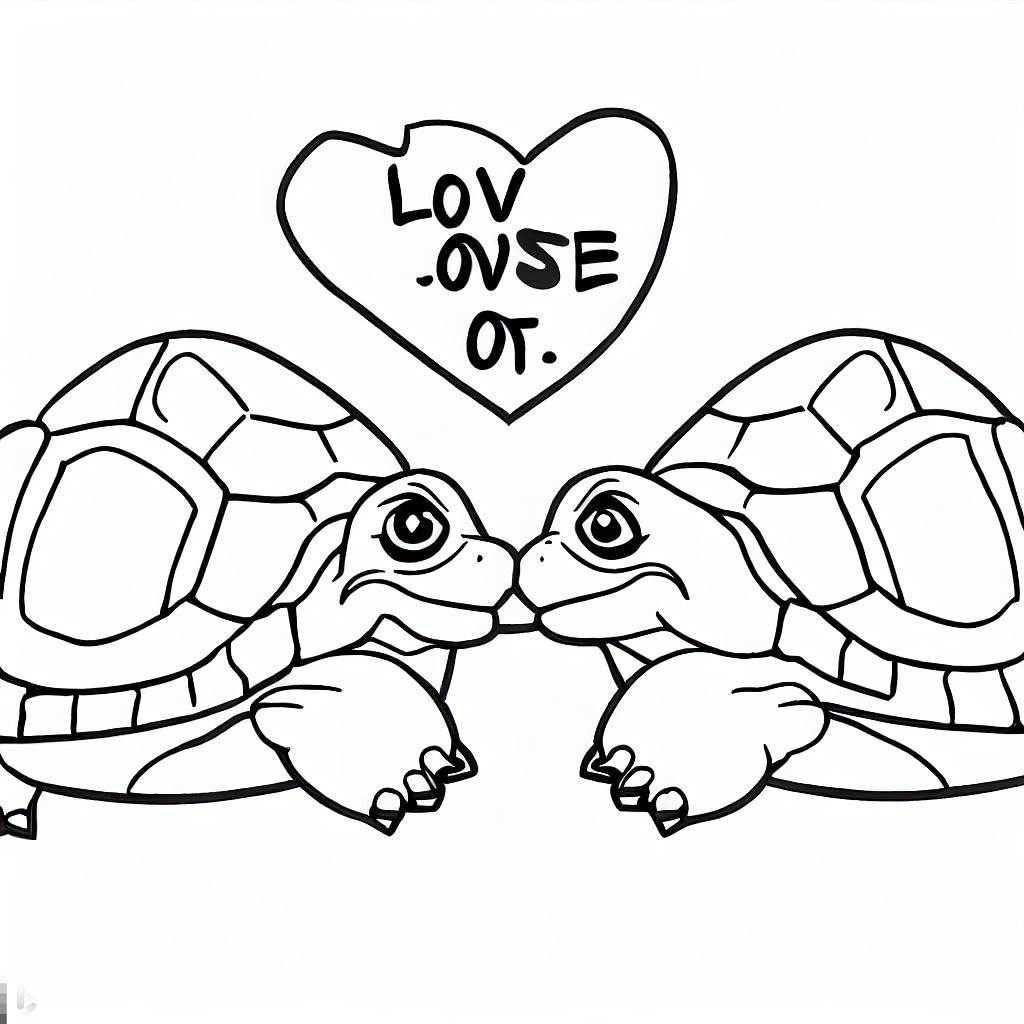 Disegno tartarughe innamorate