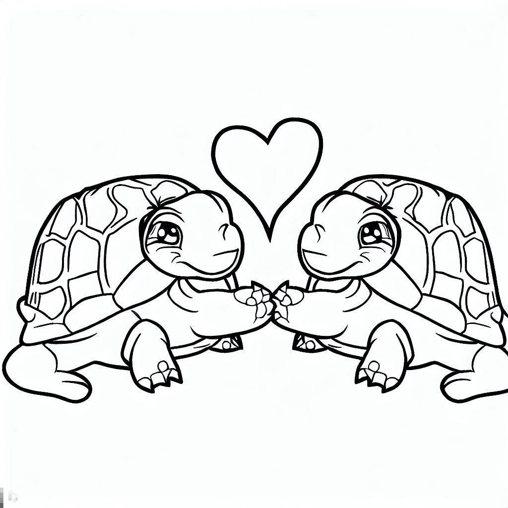Disegni tartarughe innamorate da colorare
