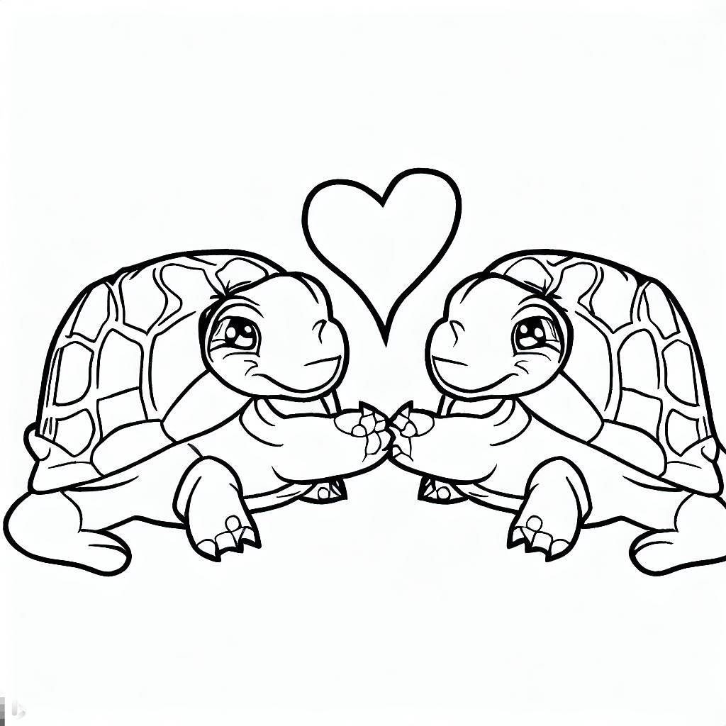 Disegno 4 Disegni tartarughe innamorate da colorare