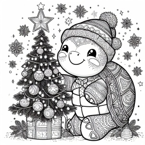 Tartaruga di Natale da colorare
