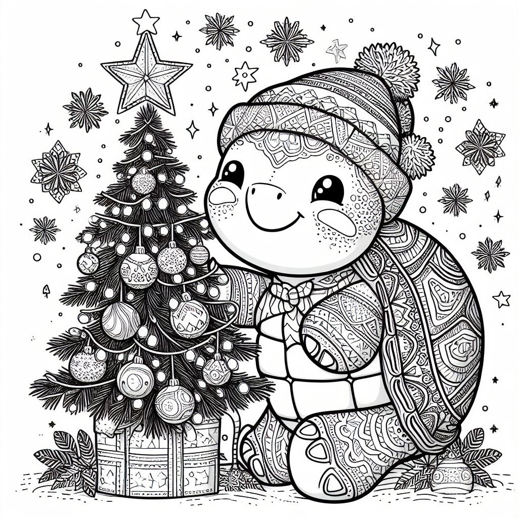Disegno 5 Disegno tartaruga di Natale da stampare