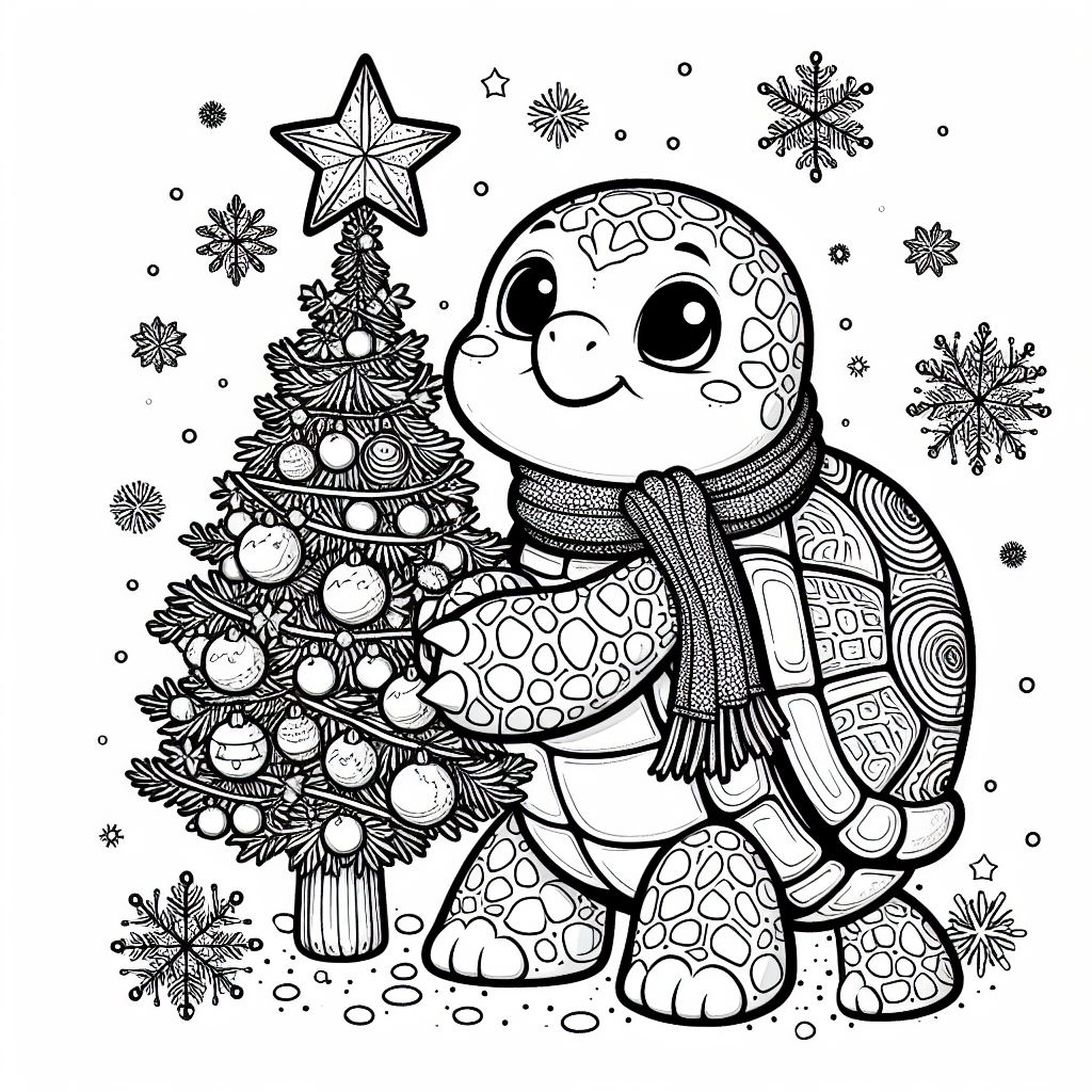 Disegno 6 Disegni tartarughe di Natale da stampare